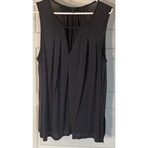 Lucky Brand Black Sleeveless Pintuck Pleats Keyhole Detail Side Vents Tank 1X